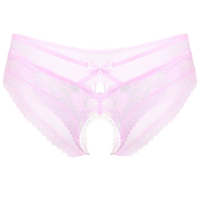 Iefiel Homme Slip Ouvert Sissy Lingerie Dentelle Sous V Tement