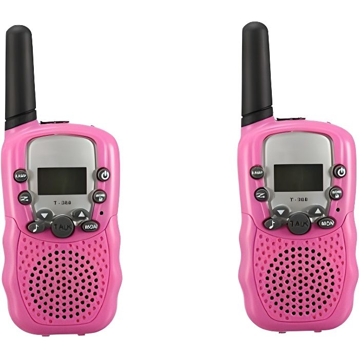 Deux Talkie-Walkies Enfant 8 Canaux PMR Système Walkie-talkie Gamme 3 km avec LED Lampe Rose pour Petites Filles