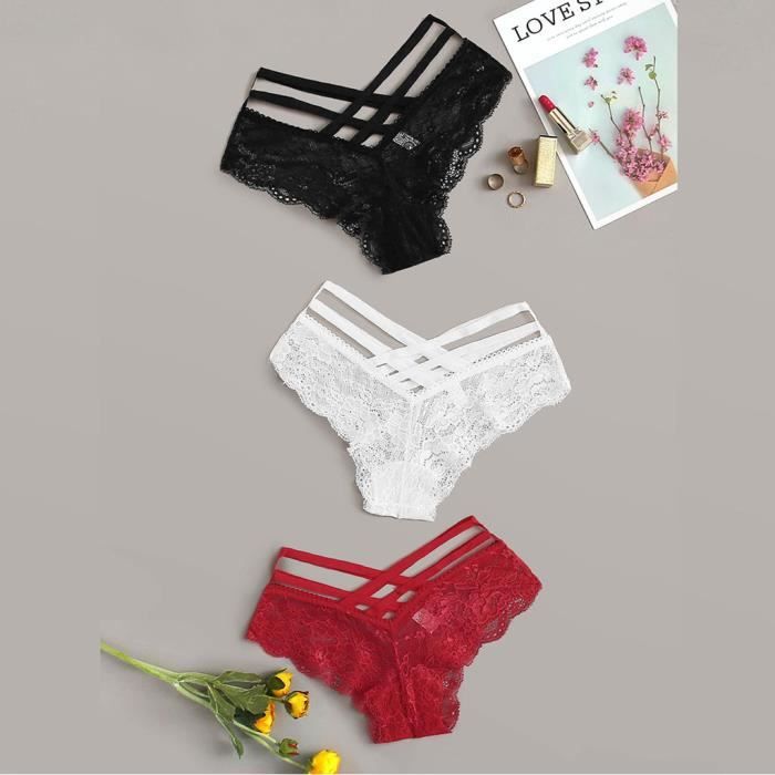 Pc Femmes Dentelle Fleurs Taille Basse Sous V Tements Culottes String String Lingerie Amer Noir