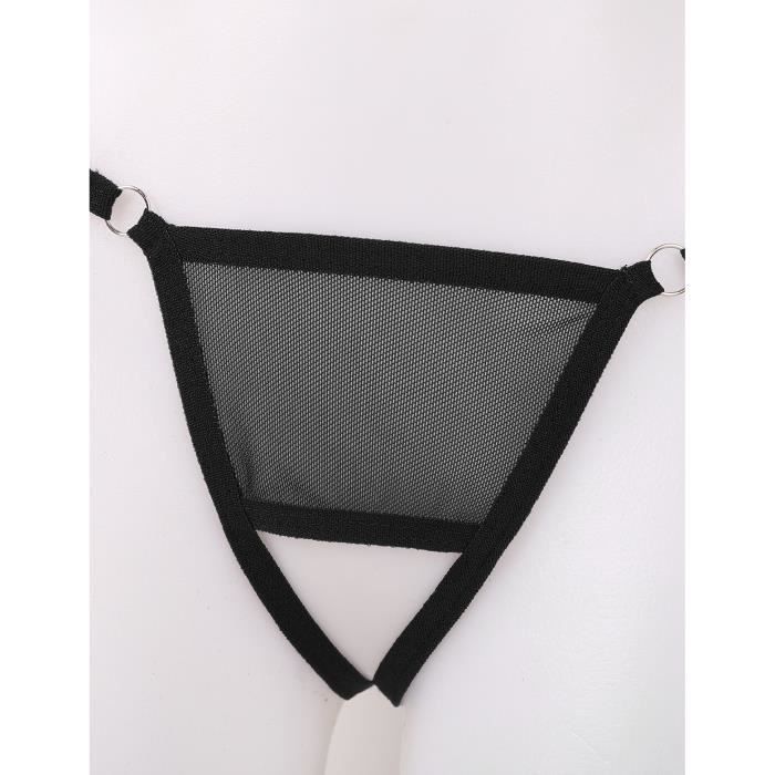 Dpois String Ficelle Homme Sexy Lingerie Sissy Slip Ouvert Fesse Nue