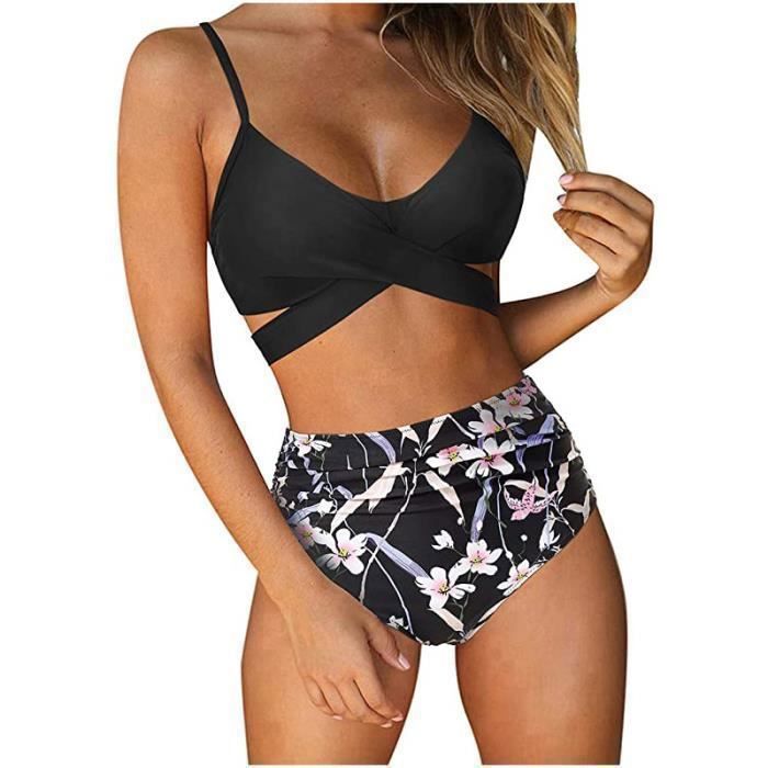 Bikini Rembourré Maillot de Bain Push Up Halter Maillot 2 pièces Femme