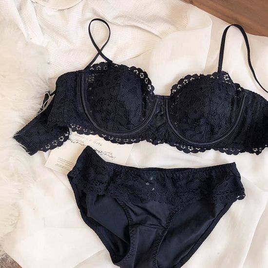 ENSEMBLE LINGERIE Femme La Mode Polyvalence Dentelle Rassemblant Broderie L Anneau D Acier Sexy