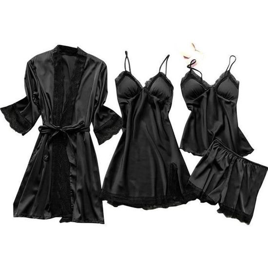Sasaquoy Nuisette Deshabille Lingerie Femmes Soie Dentelle Robe