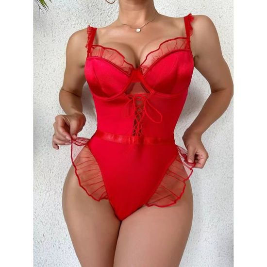 Body Femme Dentelle Sexy Lingerie Col V Dos Nu Sous V Tements De Nuit