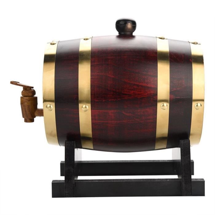 LIUX 1.5L Tonneau à vin en bois de chêne vintage pour bière et whiskey