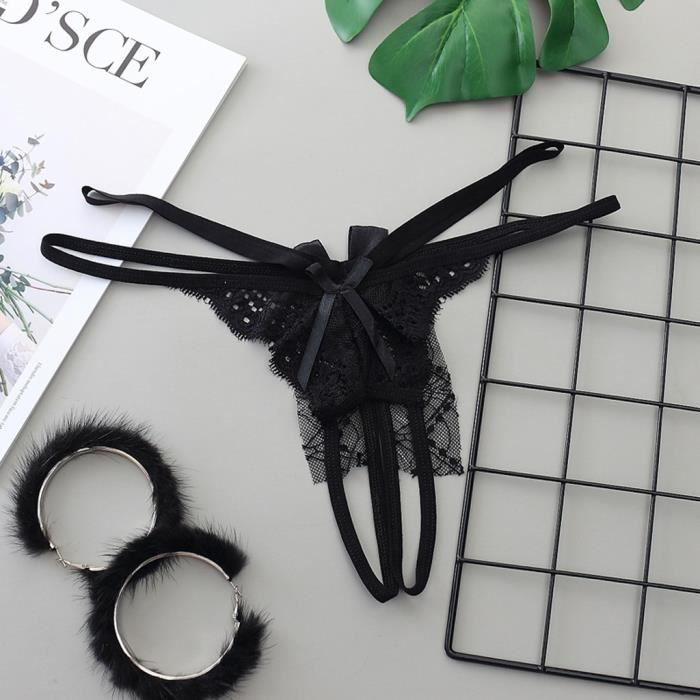 Boxer Femme Pyjama De Lingerie Sexy En Dentelle Pour Femmes Avec String Ouvert Noir Cdiscount