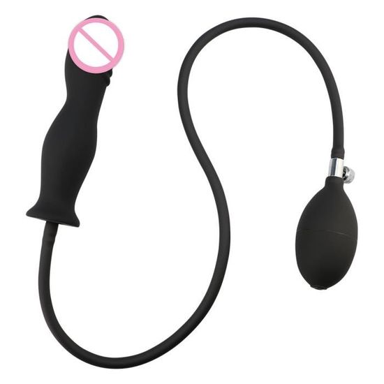 Bouchon Anal Gonflable En Silicone Souple Pompe Noire Perles Anales