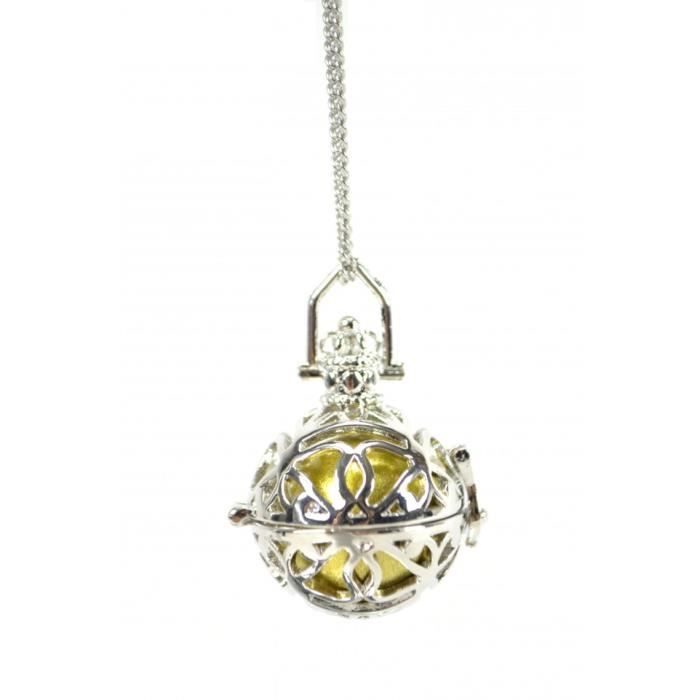 Collier fantaisie avec Bola de grossesse en métal argenté Doré