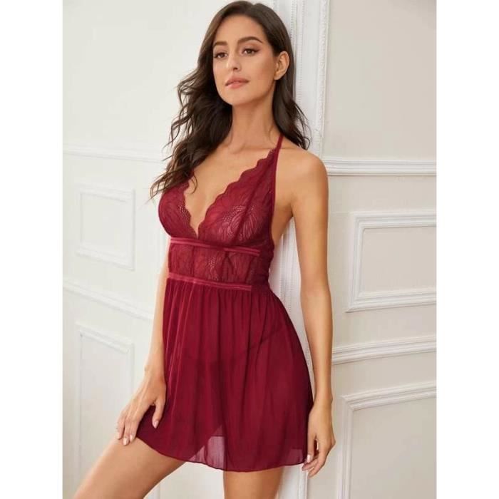 Lingerie Sexy Nuisette Femme Tenue Sexy Lingerie Et V Tements Lingerie Rouge Rouge Cdiscount