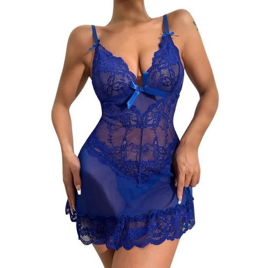 Robe De Nuit En Dentelle Florale Pour Femmes Pyjama Sexy Lingerie