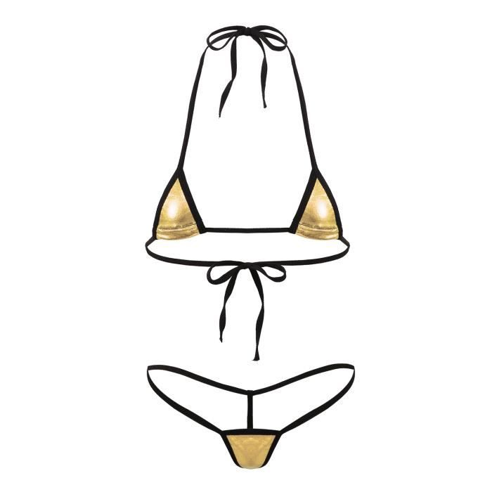 Ensemble Bikini Sexy Femme Ficelle Brillant M Tallique Lingerie