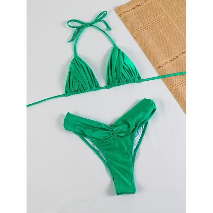 Bikini String Maillot De Bain Femme Blanc Chancr Micro Plis Nouvelle