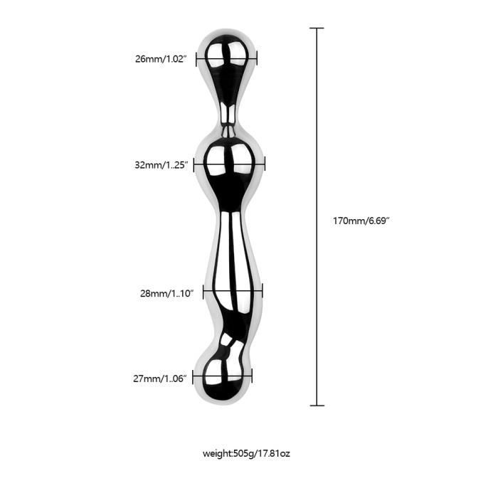 Godemichet Anal En Acier Inoxydable Double T Te En M Tal Gode Point