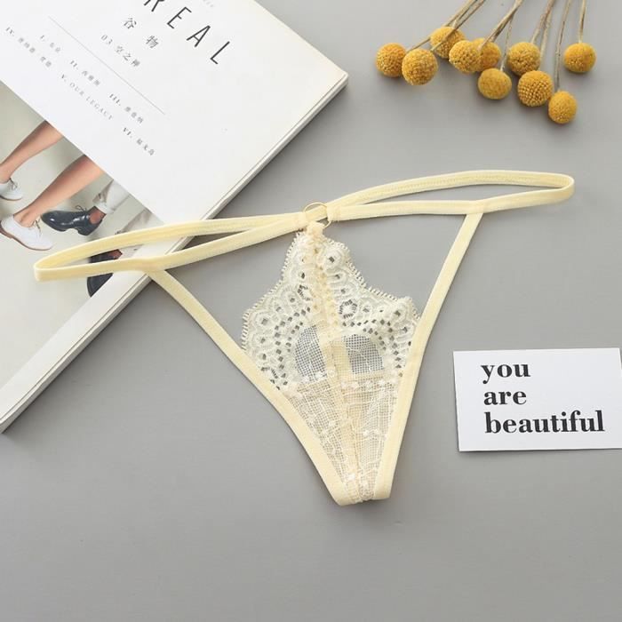 Boxer Femme Pyjama De Lingerie Sexy En Dentelle Pour Femmes Avec String Ouvert Beige Cdiscount