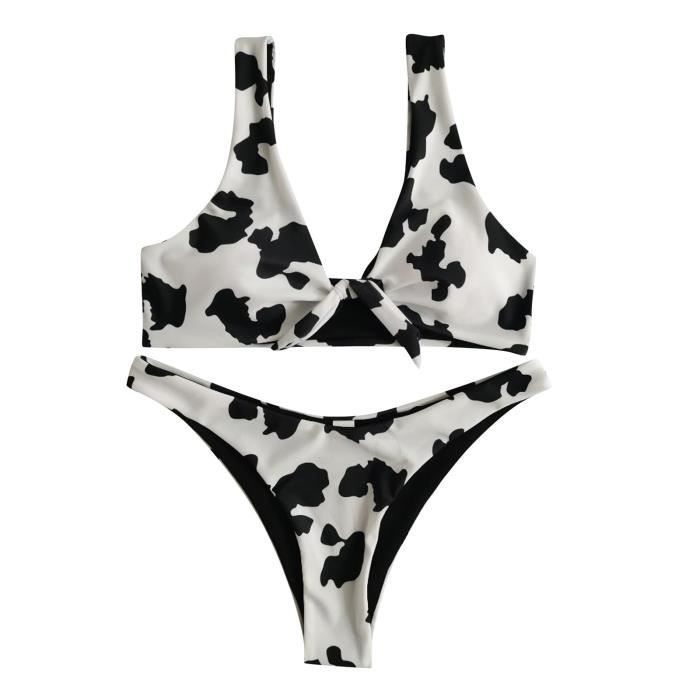 Maillot De Bain Femmes Vache Imprimé Bikini Ensemble Push Up Maillots