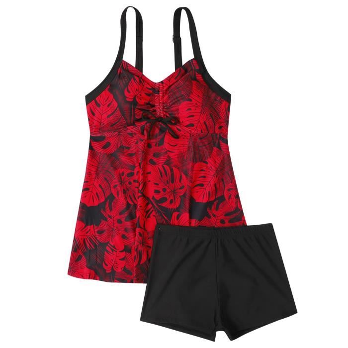 Maillot de bain bikini dos ouvert taille haute sexy imprimé fendu pour