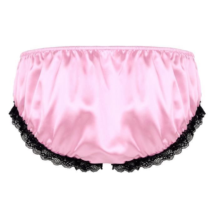 Yonghs Sissy Slip Homme Boxer Satin Sexy Lingerie Dentelle Cale On