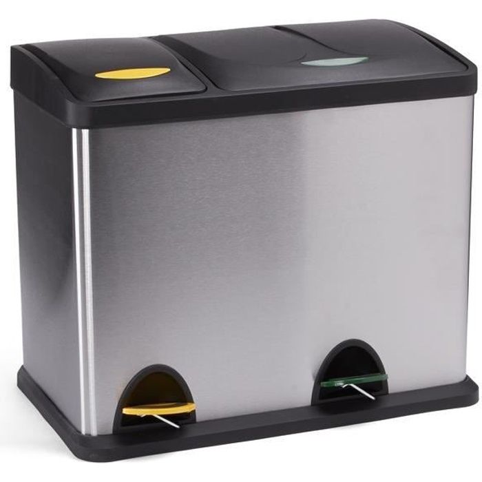 MSV Poubelle Tri Sélectif Inox 18L+8L