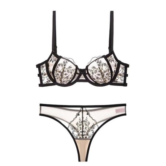 Ensemble Lingerie Femme Broderie Sexy Polyvalente Dentelle Froncee A