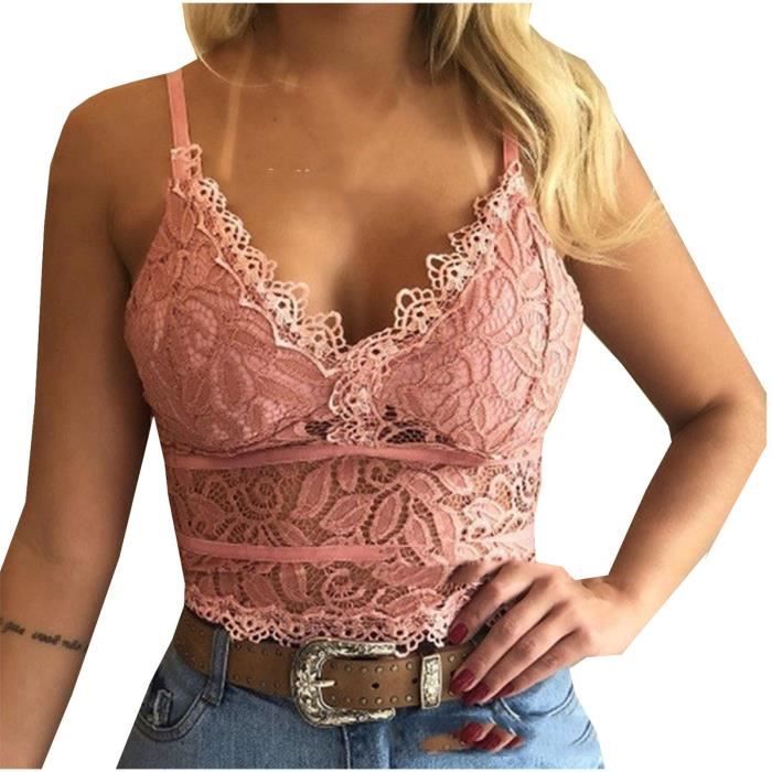 Femmes Gilet Crop Soutien Gorge Sans Fil Lingerie V Neck Sous V Tements