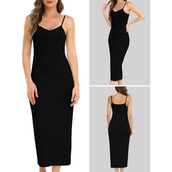 Fond De Robes Longue Lingerie Femme Modal Jupon Sous Robe Bretelles
