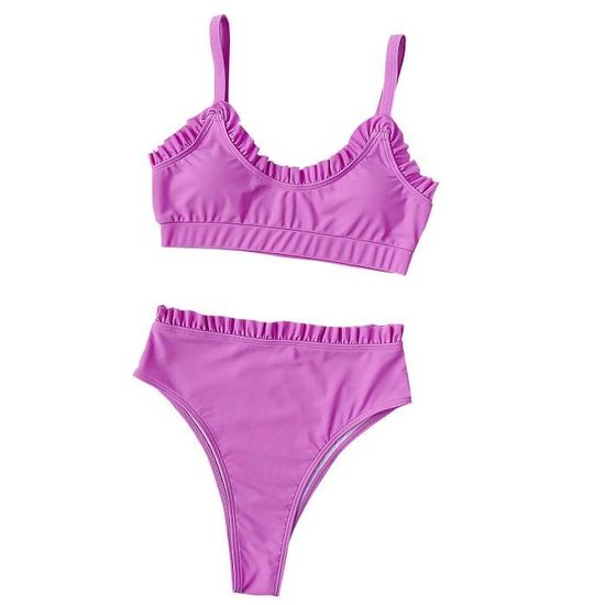 Maillot De Bain Femmes Sexy Bikini Maillots Volants Solides Deux