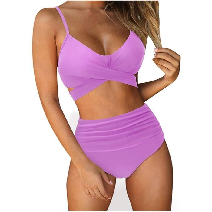Femmes Sexy Solide Imprim Bikini Push Up Pad Maillots De Bain