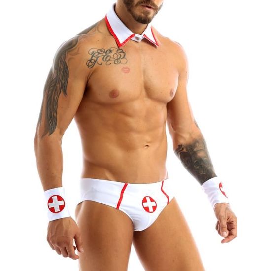 Dpois Costume Sexy Infirmi Re Homme Slip String Thong Lingerie