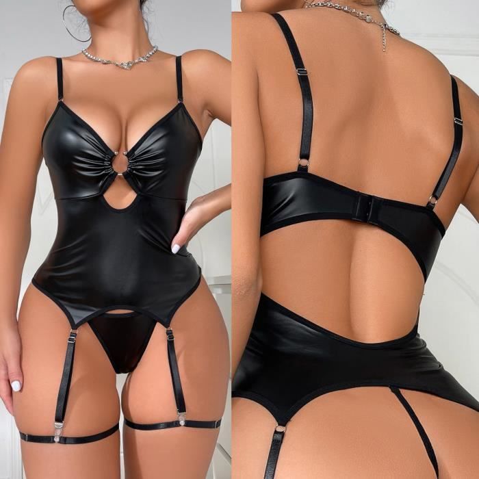 Ensemble De Lingerie Sexy Une Pi Ce En Simili Cuir Verni Sexy Pour