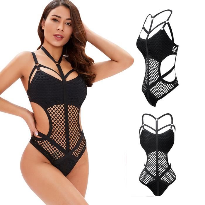 Femme Maillot De Bain Une Pi Ce Col Bas Sexy R Glable Halter Cutout Monokini Bikini Femme