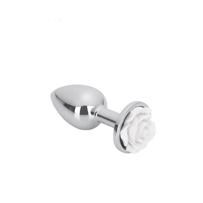 YONGHS FR Plug Anale Métal en Forme de Rose Plug Anal Bijoux Butt Plug Jouet Coquin Adulte Blanc