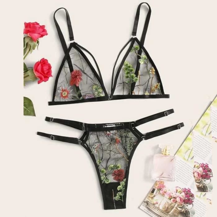 Nouvelles Femmes Sous V Tements Fleur Broderie Dentelle Soutien Gorge String Lingerie Ensemble G