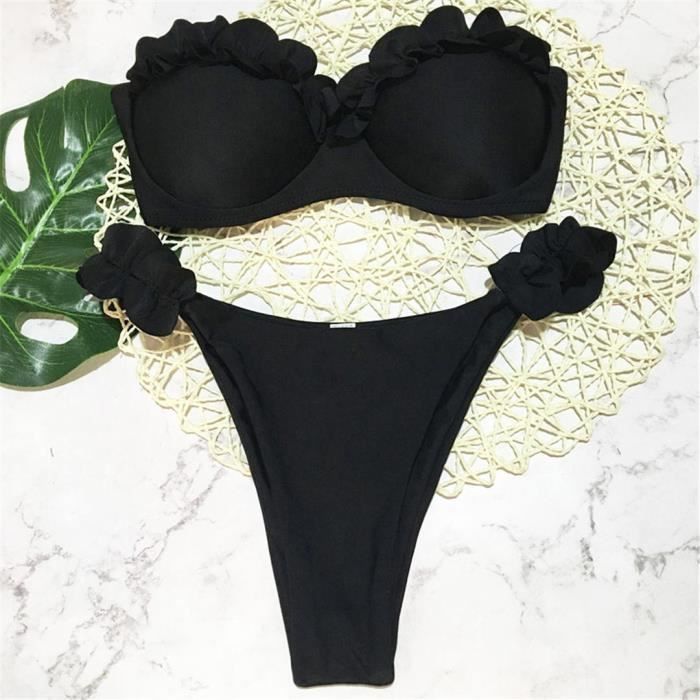 Maillot De Bain Bandeau Bikini Maillot De Bain Push Up Maillot De Bain Pour Femme Femmes Deux