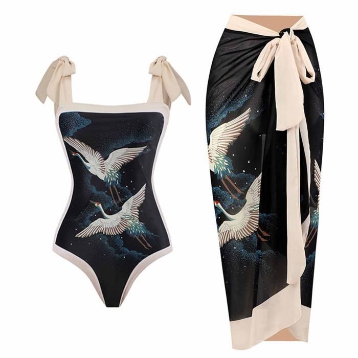 Femme Maillot De Bain Une Pi Ce Bikini Cravate Mousseline De Soie Maxi