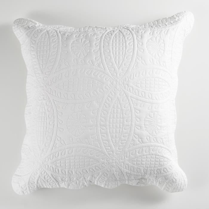 CDaffaires Housse de coussin +encart 60 x 60 cm microfibre unie stony Blanc
