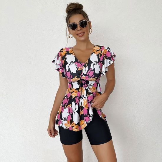 Maillot De Bain Pi Ces Femme Tankini Ensembles Maillots Push Up Bikini Set Imprim Manche