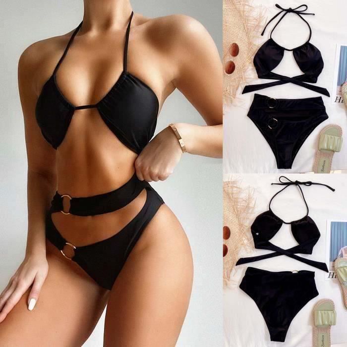 Maillot de bain Femmes Sexy évider solide Bikini Push Up Pad maillots