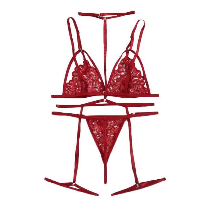 Mode Femmes Plus La Taille Soutien Gorge Col En V String Jarreti Re Lingerie Ensemble Sous