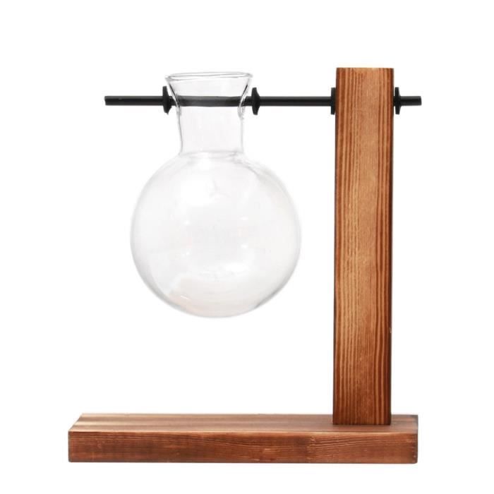 Table De Bureau Ampoule En Verre Vase Hydroponique Pot De Fleurs Plateau En Bois @ma1672