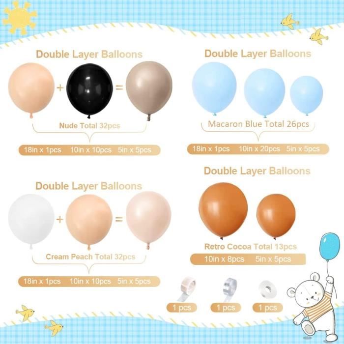Kit Arche Ballon Ourse Th Me R Tro Cocoa Double Bleu Cr Me Bleu P Che Nude Apricot Taupe Ballon