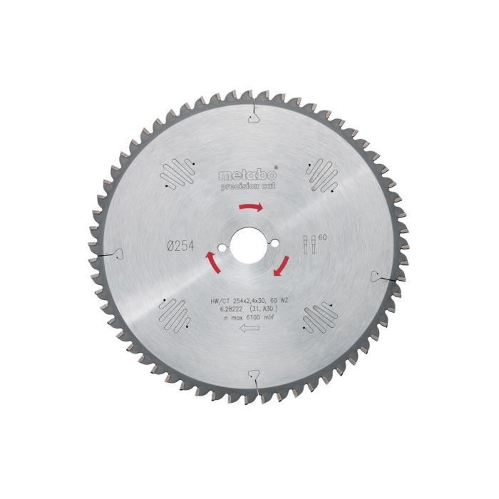 Metabo - Lame de scie circulaire HW/CT 254x2,4x30 mm 40 WZ