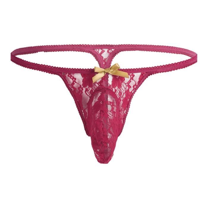 Yonghs Fr Micro String Sexy Homme Sissy Lingerie Dentelle Tanga