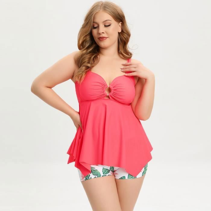 Maillot De Bain Pi Ces Grande Taille Pour Femmes Bikini Beachwear Rose Rose Cdiscount Pr T