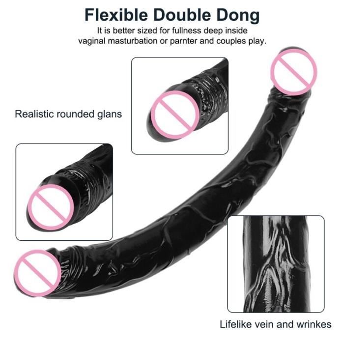 Gode De Gel E P Nis R Aliste Double T Te Gode Plug Anal Vaginal Jouets