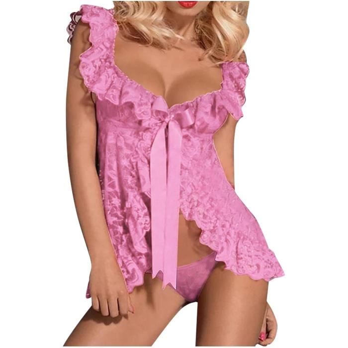 PYJAMA CHEMISE DE NUIT Lingerie Femme Nuisette Lingerie Sexy En
