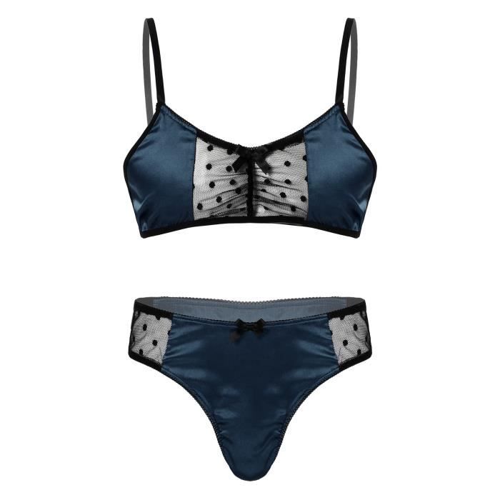Freebily Homme Sissy Ensemble Lingerie De Nuit Soutien Gorge String