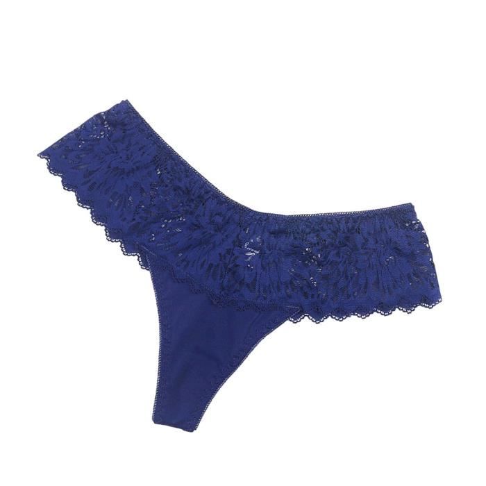 Culotte Pour Femme Sexy Dentelle Transparent Respirant Douces Lingerie Bleu Fonc Bleu Fonc