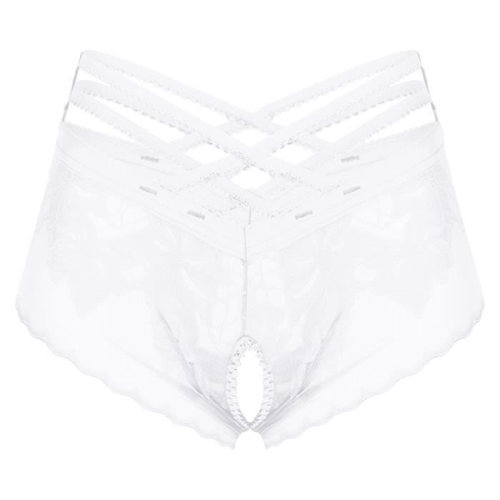 Yonghs Fr Sexy Homme Sissy Boxer Ouvert Avant String Coquin Hot Tanga Dentelle Slip Gay Culotte