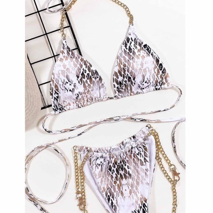 Maillot De Bain Femmes Sexy Serpent Imprimer Bandage Bikini Ensemble