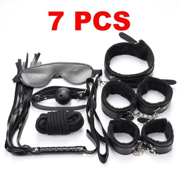 Kit de Bondage en cuir avec menottes fouet Plug Anal balle vibrateur jouets érotiques pour